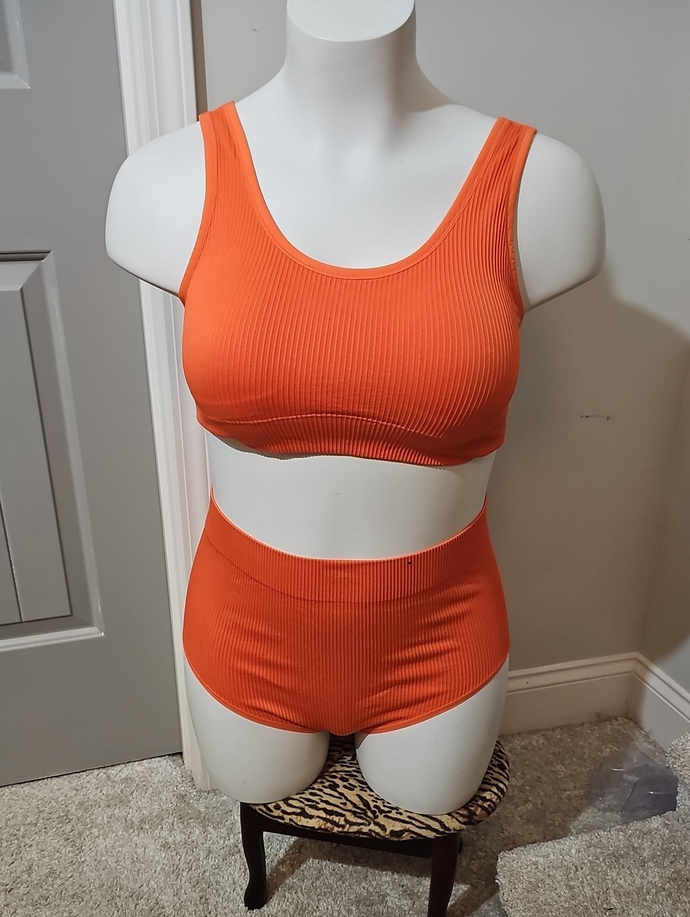 Torrid Bright Orange Ribbed Scoop Bralette And Matching Briefs